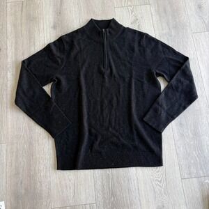 Artefact Mens Black Donogal Quater Zip Luxury Cashmere Pullover Sweater Size L